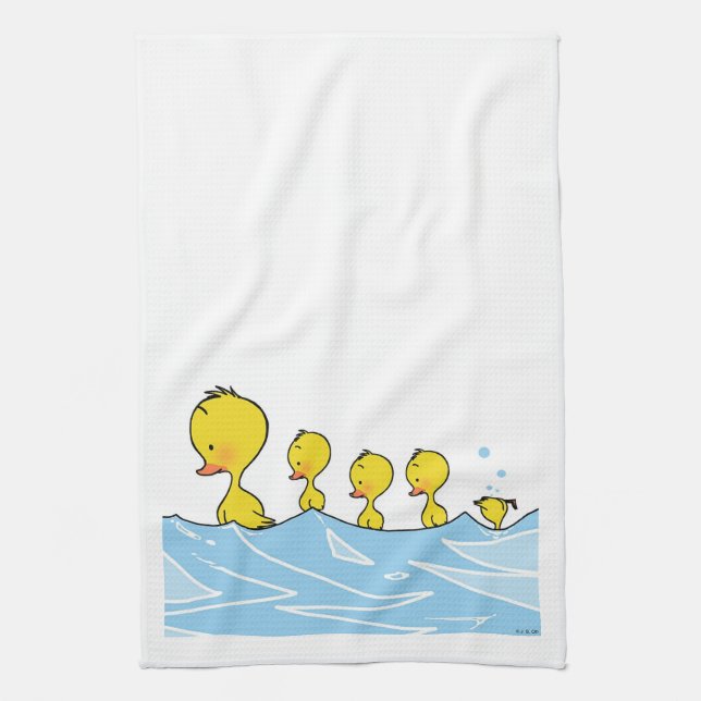 Swimming duck family towel (Vertical)