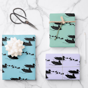 Swimming Ducks Design Wrapping Paper Sheets