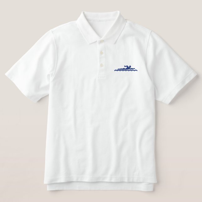 SWIMMING EMBROIDERED POLO SHIRT (Design Front)