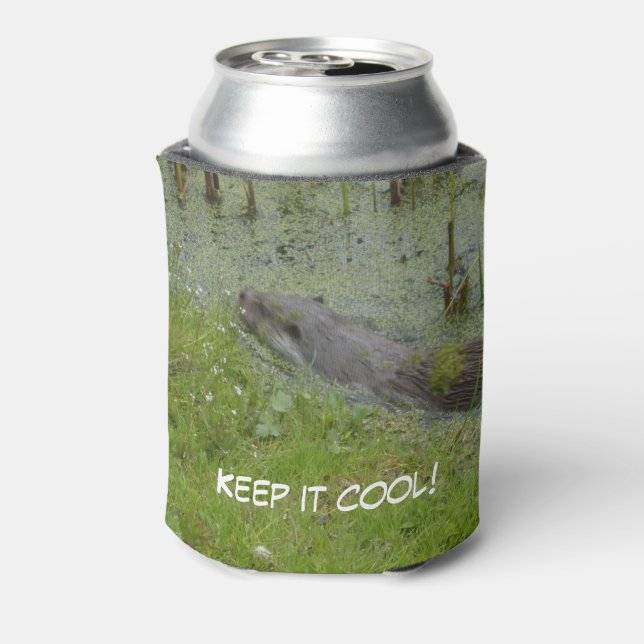 Swimming European Otter Can Cooler (Can Back)