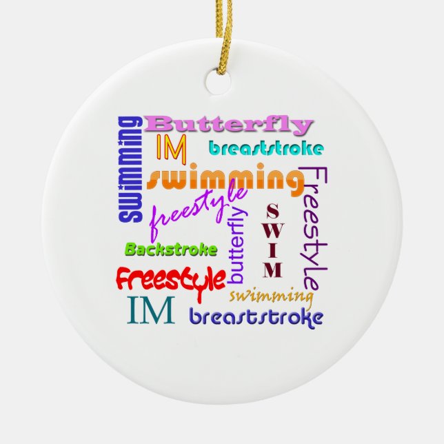 Swimming Everywhere Ceramic Ornament (Front)