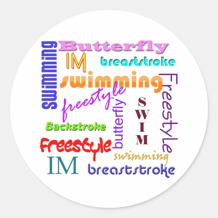 Swimming Everywhere Classic Round Sticker Zazzle