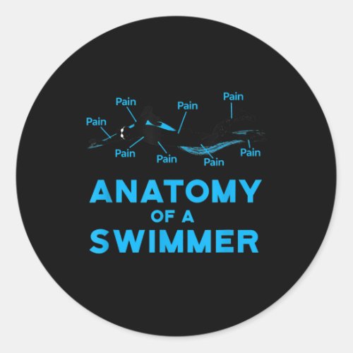 Swimming Fan Gifts Anatomy Of A Swimmer Classic Round Sticker