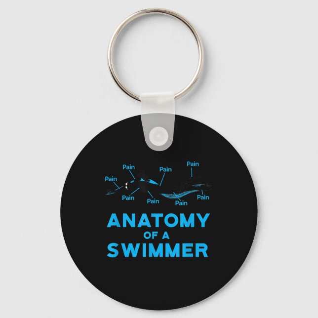 Swimming Fan Gifts Anatomy Of A Swimmer Keychain (Front)