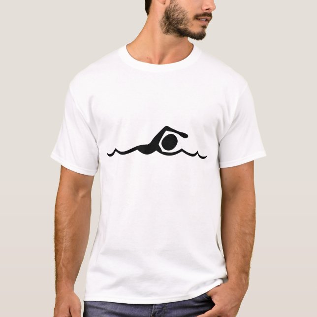 Swimming Figure - Black T-Shirt (Front)