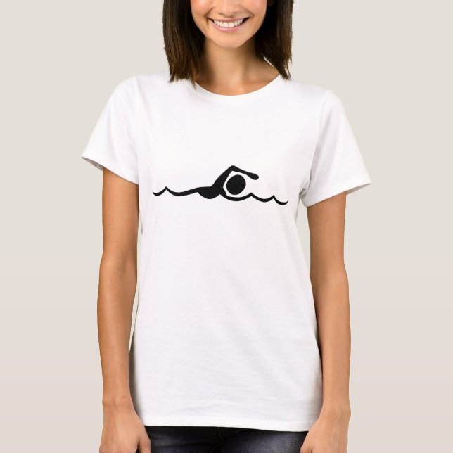 Swimming Figure - Black T-Shirt (Front)