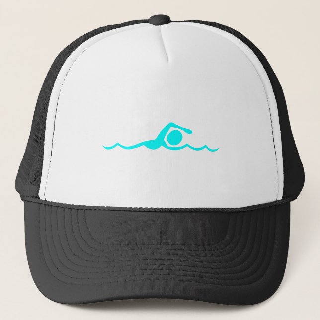 Swimming Figure - Cyan Trucker Hat (Front)