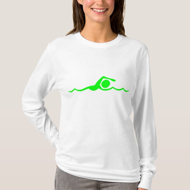 Swimming Figure - Green T-Shirt (Front)