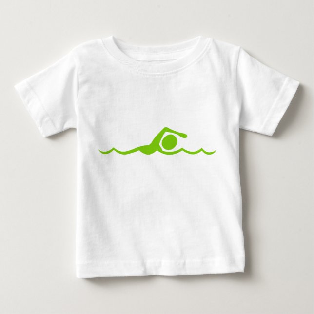 Swimming Figure - Martian Green Baby T-Shirt (Front)