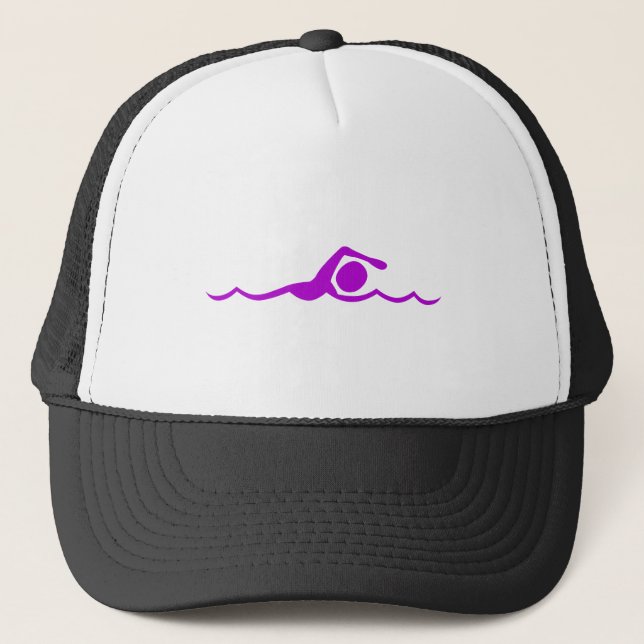 Swimming Figure - Purple Trucker Hat (Front)