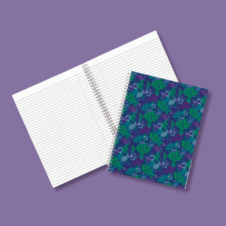 Swimming Fish and Bubbles Vibrant Reef Pattern Notebook