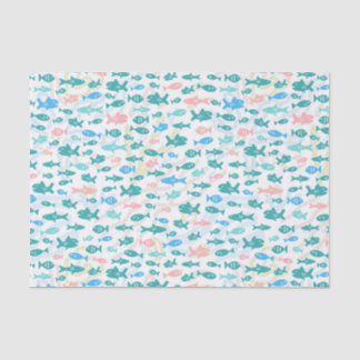 Swimming Fish Cute Nautical Coral Pattern Tissue Paper