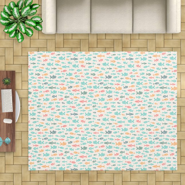 Swimming Fish Nautical Beach Sea Life Tropical Rug (Creator Uploaded)