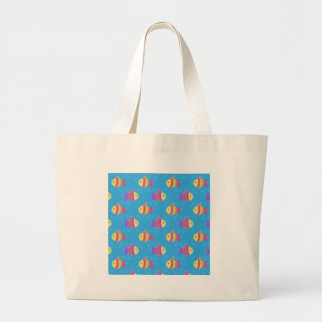 Swimming Fish Pattern Large Tote Bag (Front)