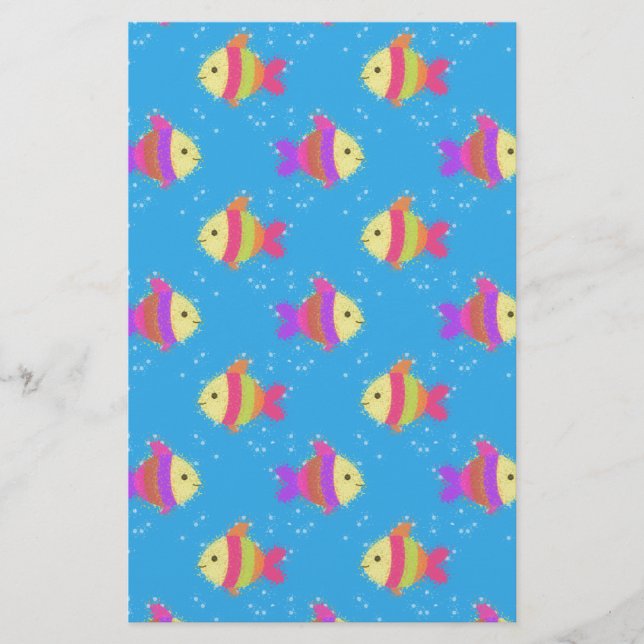 Swimming Fish Pattern Stationery (Front)