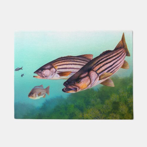 Swimming Fish Striped Bass Doormat