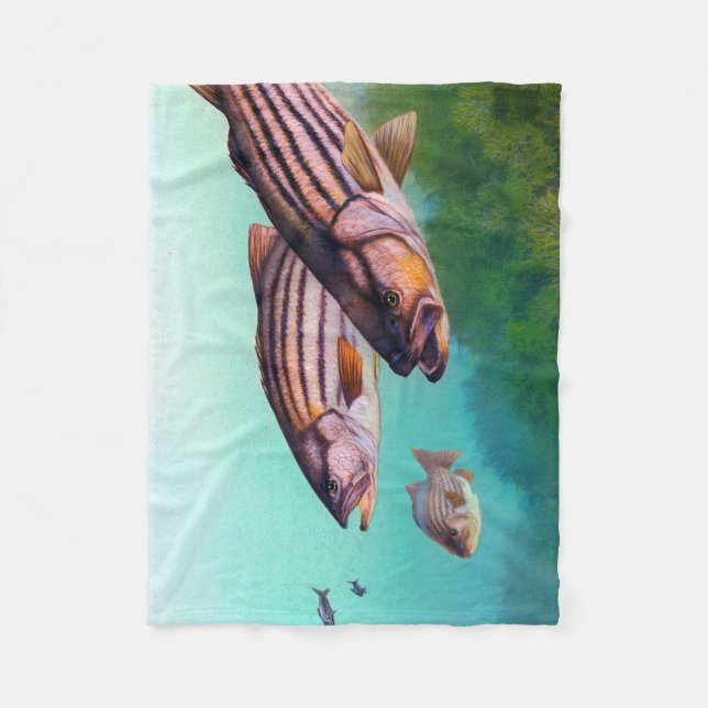 Swimming Fish Striped Bass Fleece Blanket (Front)