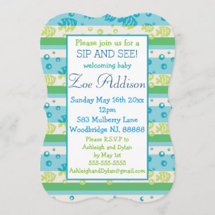 Swimming Fishies Baby Sip and See Invitation