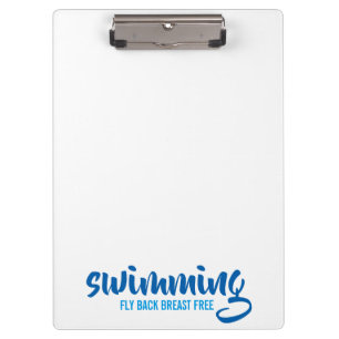 Swimming Fly Back Breast Free Typographic Text Clipboard