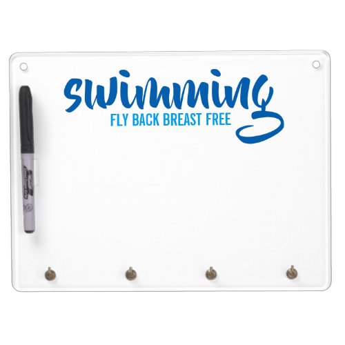 Swimming Fly Back Breast Free Typographic Text Dry Erase Board With Keychain Holder