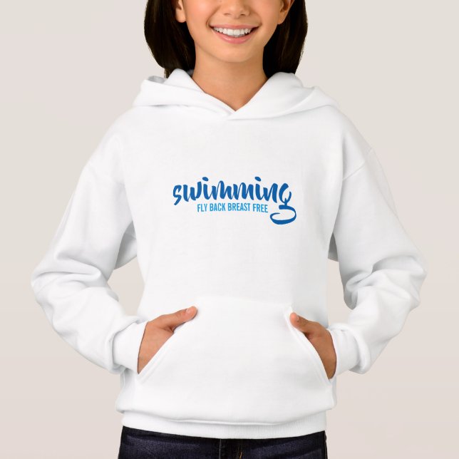 Swimming Fly Back Breast Free Typographic Text Hoodie (Front)