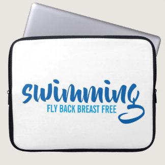 Swimming Fly Back Breast Free Typographic Text Laptop Sleeve