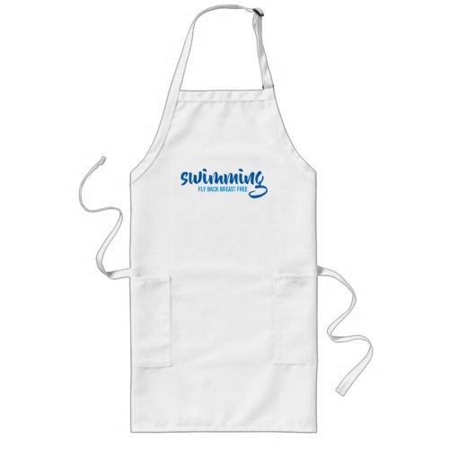 Swimming Fly Back Breast Free Typographic Text Long Apron