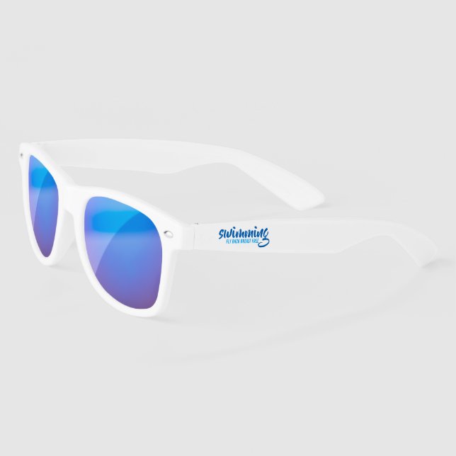Swimming Fly Back Breast Free Typographic Text Sunglasses (Left)