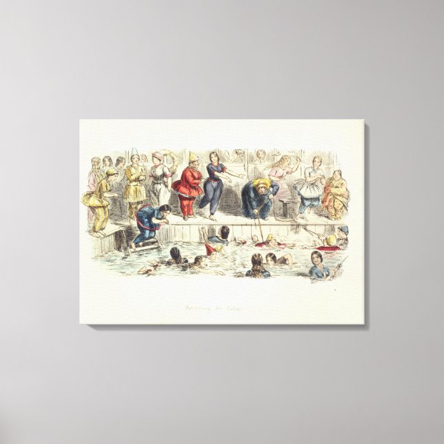 Swimming for Ladies, 1844 (litho) Canvas Print (Front)