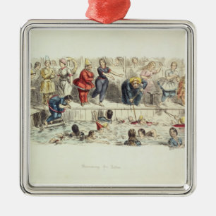 Swimming for Ladies, 1844 (litho) Metal Ornament