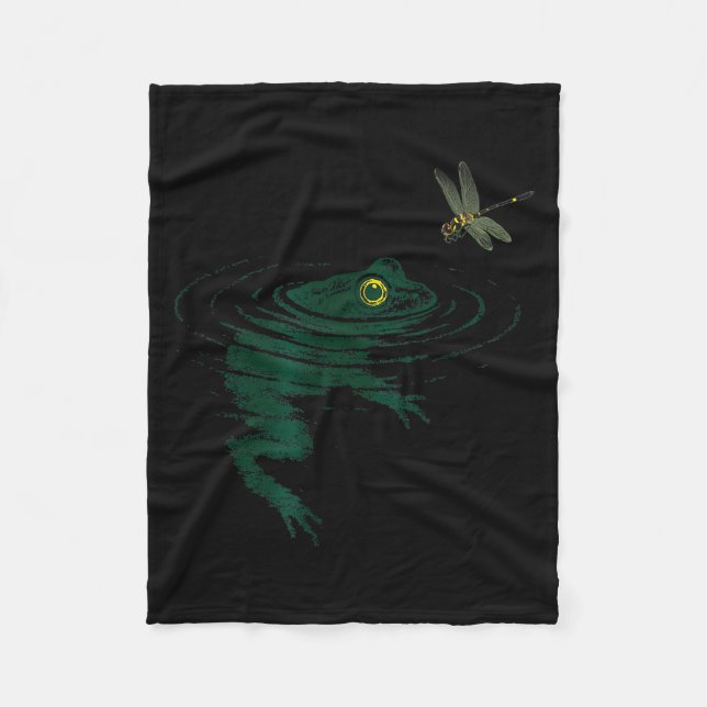 Swimming Frog,dragonfly Frog, Funny Animal Graphic Fleece Blanket (Front)