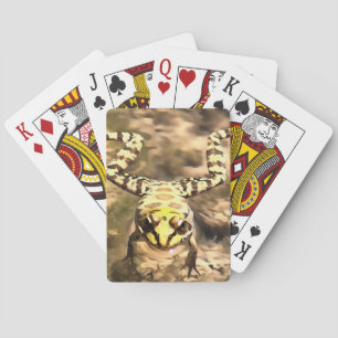 Swimming Frog Immersed In Clear River Water Painti Poker Cards