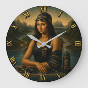 Swimming Funny Mona Lisa Swimmer Gift for Pool Large Clock