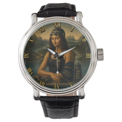 Swimming Funny Mona Lisa Swimmer Gift for Pool Watch