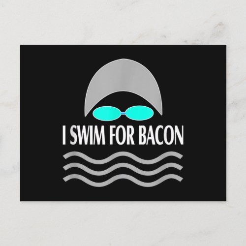 Swimming Funny Swim For Bacon Retro Swimmers Postcard