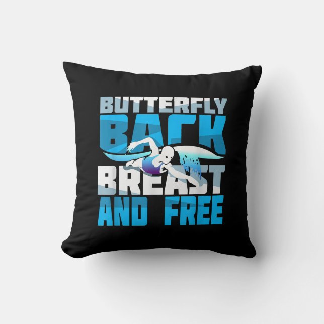 Swimming Gift For Swimmer Throw Pillow (Front)
