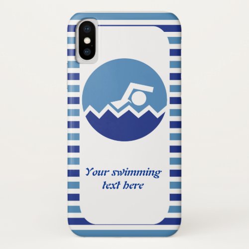 Swimming gifts, swimmer icon blue stripes