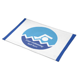 Swimming gifts, swimmer on a blue circle custom cloth placemat