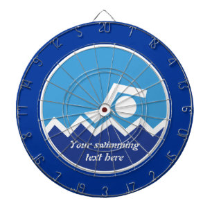 Swimming gifts, swimmer on a blue circle custom dartboard with darts