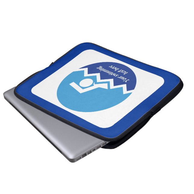 Swimming gifts, swimmer on a blue circle custom laptop sleeve (Front Bottom)