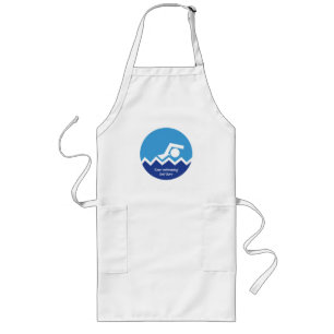 Swimming gifts, swimmer on a blue circle custom long apron