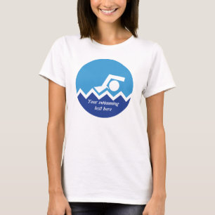 Swimming gifts, swimmer on a blue circle custom T-Shirt