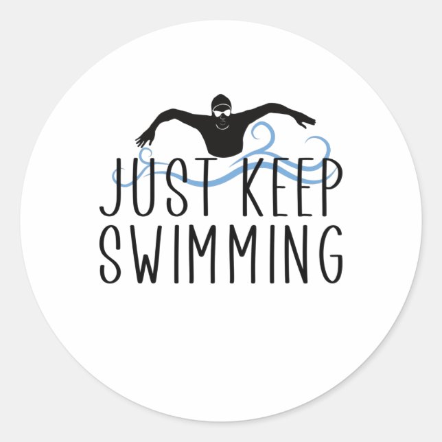 swimming girl classic round sticker (Front)