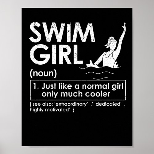 Swimming girl definition funny swimming poster
