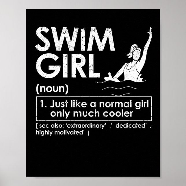 Swimming girl definition funny swimming poster (Front)