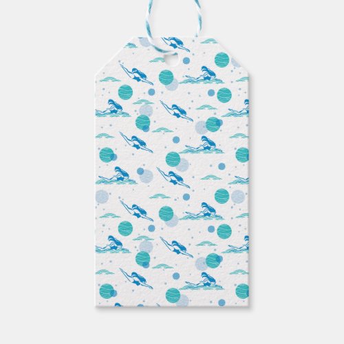 Swimming Girl in the water art pattern Gift Tags
