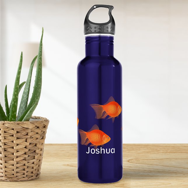 Swimming Goldfish Personalized Stainless Steel Water Bottle (Creator Uploaded)