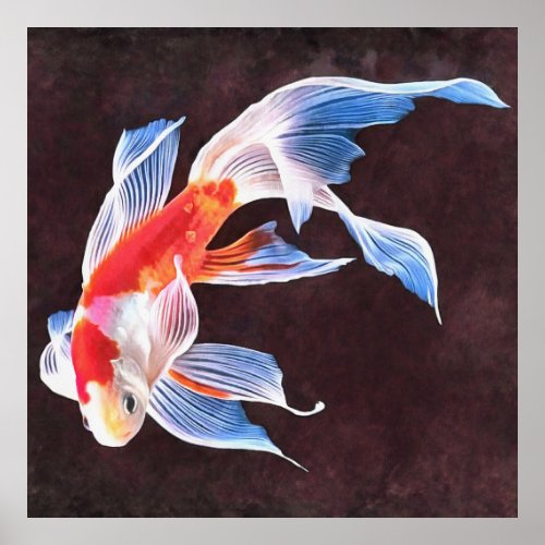 Swimming Goldfish Realistic Fine Art Poster