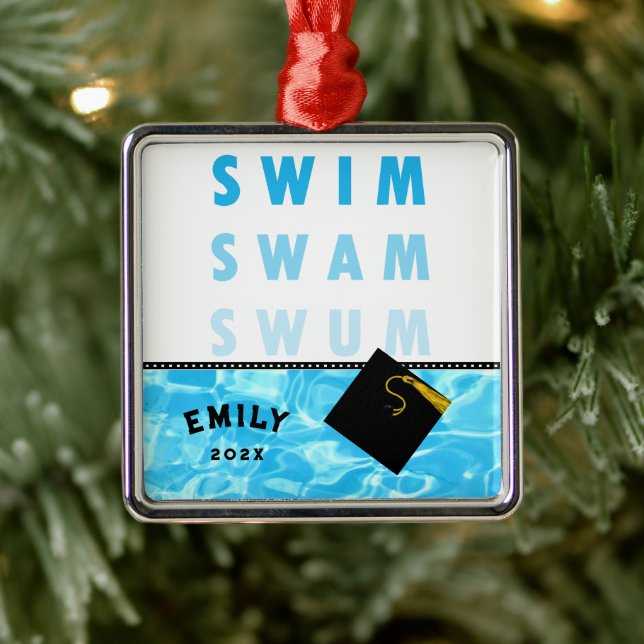 Swimming Graduation Metal Ornament (Tree)