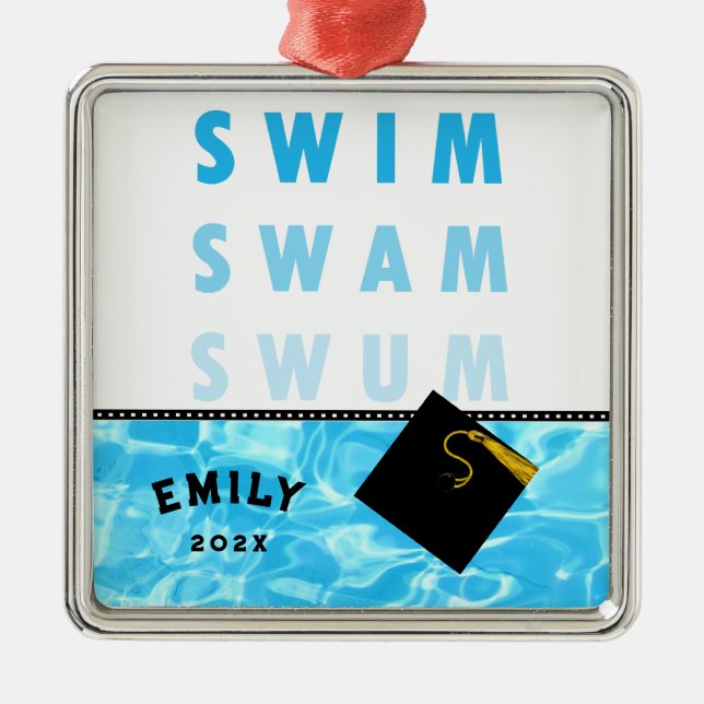 Swimming Graduation Metal Ornament (Front)